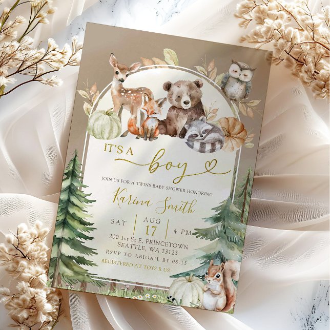 Invitación Chico Baby Shower Bosque Selvático Boho Otoño (Subido por el creador)