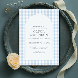 Invitación Chico Baby Shower de Gingham Azul