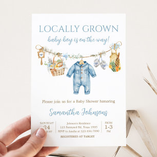 Invitación Chico Baby Shower de Niño Cultivado Localmente
