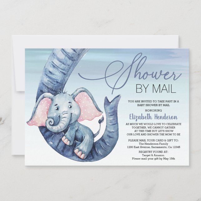 Invitación Chico Baby Shower Por Correo (Anverso)