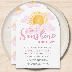 Invitación Chico Baby Shower Un Pequeño Rayo De Sol Está En C