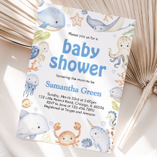 Invitación Chico Bajo el Mar Shower de Bienvenida al Bebé