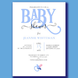 Invitación Chico Bebé Azul con Chupete Baby Shower