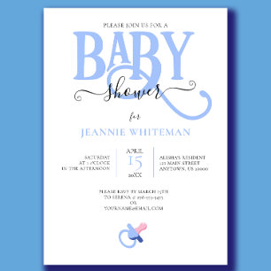 Invitación Chico Bebé Azul con Chupete Baby Shower