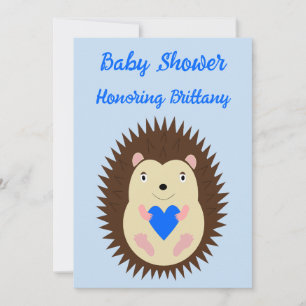 Invitación Chico Bebé Azul Corazón Erizo Baby Shower