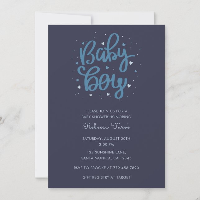 Invitación Chico Bebé Azul Fiesta de Bebé  (Anverso)