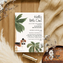 Invitación Chico Bebé de Perro Boho Baño Rústico Beagle