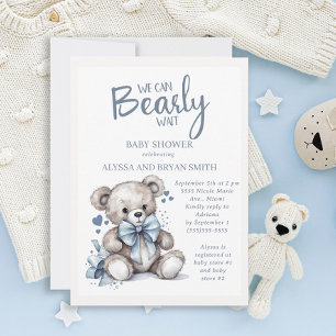 Invitación Chico Bebé Ducha Oso de Peluche Casi Esperamos