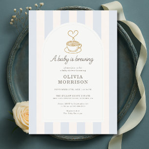 Invitación Chico Bebé está Preparando Café Baby Shower