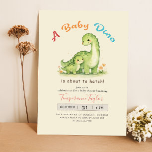 Invitación Chico Bebé Shower Lindos Dinos a punto de Eclosion