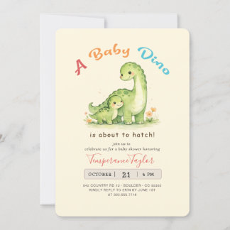 Invitación Chico Bebé Shower Lindos Dinos a punto de Eclosion