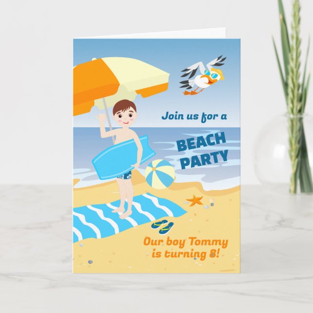 Invitación Chico bodyboard diversión fiesta de cumpleaños en  (Anverso)