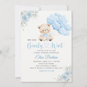 Invitación Chico Boho Oso de Peluche Apenas Podemos Esperar S