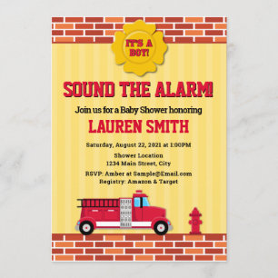 Invitación Chico bombero invitado a bombero en Baby Shower