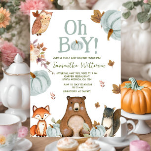 Invitación Chico Bosque de Calabaza Animales Baby Shower 
