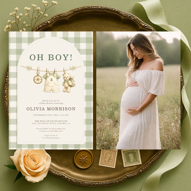 Invitación Chico Bosque Foto Baby Shower (Subido por el creador)