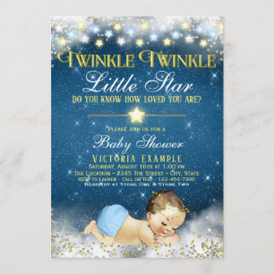 Invitación Chico Brilla Brilla Pequeña Estrella Baby Shower