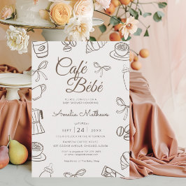 Invitación Chico Café Caprichoso Bebe Brown Baby Shower
