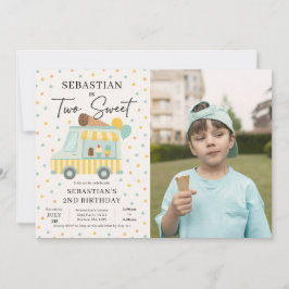 Invitación Chico Camión de Crema de Hielo Foto del Fiesta de