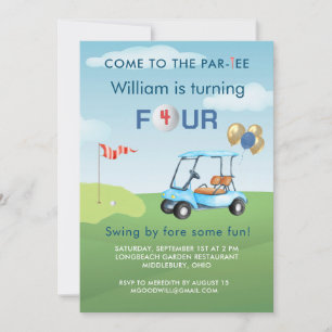 Invitación Chico Carrito de Golf Par-tee Cumpleaños 4