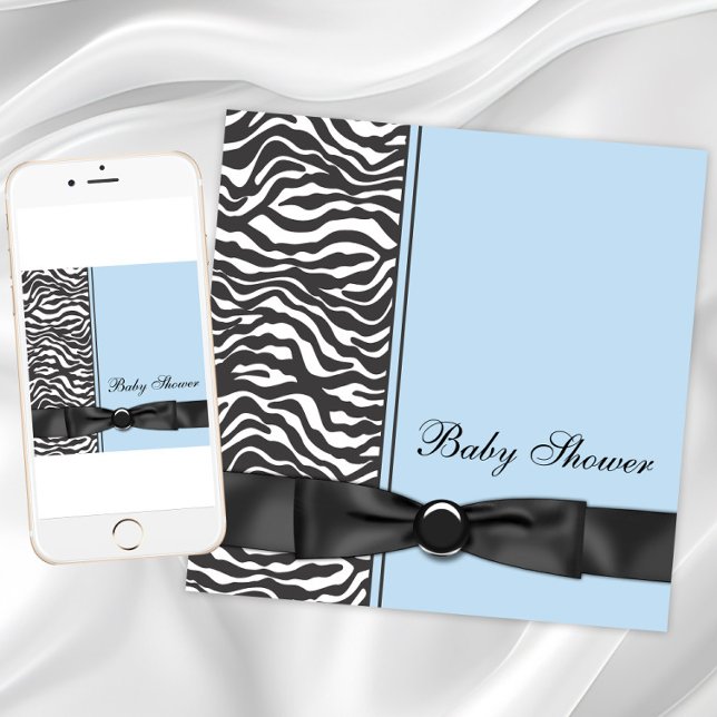 Invitación Chico Cebra Baby Shower (Boy zebra baby shower invitation. Instant download and printed invitations available.)