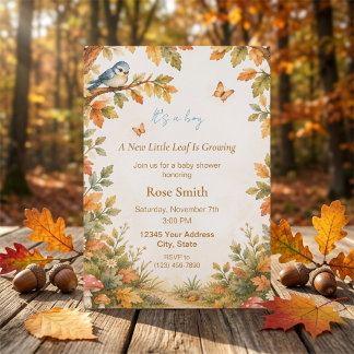Invitación Chico Celebración de Baby Shower Acuarela Bosque O