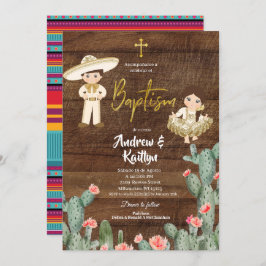 Invitación Chico Chica guerrero de oro ruso Twin Bautizo