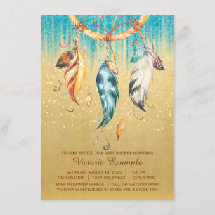 Invitación Chico Chica Tribal Dream Catcher Baby Shower Boho