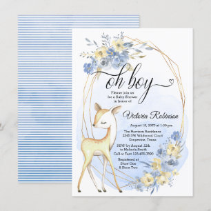 Invitación Chico Ciervo Aquarela Oh Chico Baby Shower