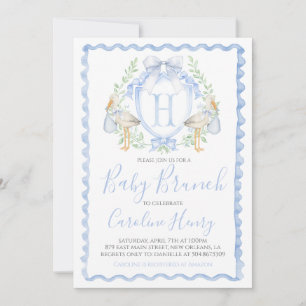 Invitación Chico Cigüeña Shower Preppy Gingham Azul