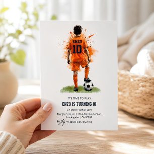 Invitación Chico con Jersey Naranja Vista Posterior Cumpleaño