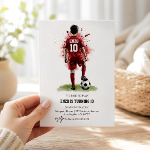 Invitación Chico con Jersey Rojo Vista Trasera Cumpleaños de