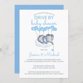 Invitación Chico conducido por Baby Shower Blue Elephant en l