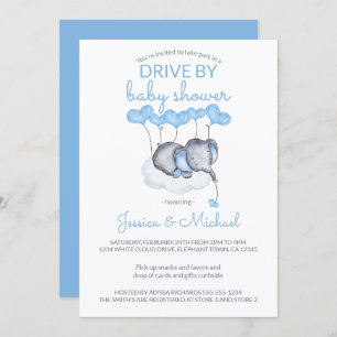 Invitación Chico conducido por Baby Shower Blue Elephant en l