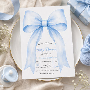 Invitación Chico Coquette de lazo azul Baby Shower