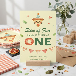 Invitación Chico Cumple Un Año con Pizza Divertida