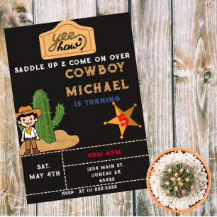 Invitación Chico Cumpleaños Cactus del Oeste Salvaje