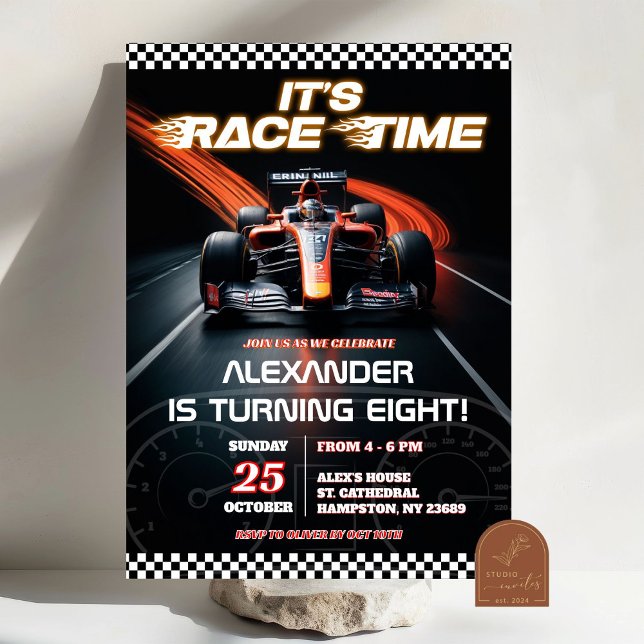 Invitación Chico Cumpleaños Coche Rojo F1 de Carreras (Subido por el creador)