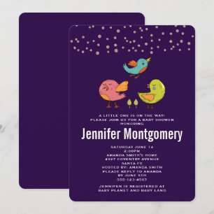 Invitación Chico Cumpleaños de Bebé Pájaros Caprichosos Color