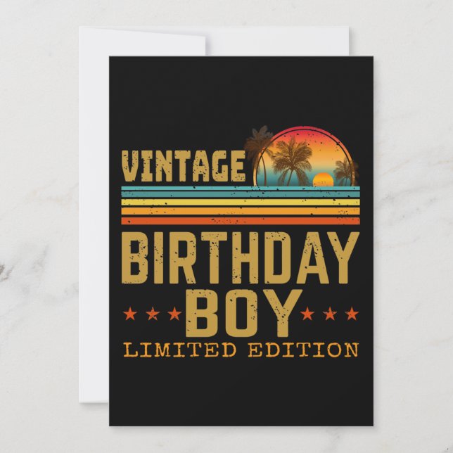Invitación chico cumpleaños vintage edición limitada  (Anverso)