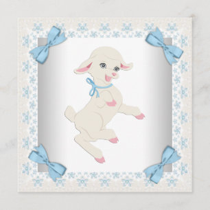 Invitación Chico Cute Cumpleaños de Corderito Azul