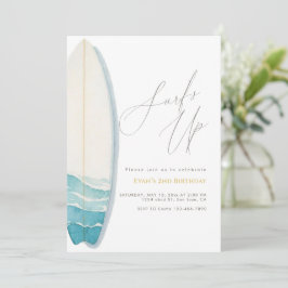 Invitación Chico de acuarela de playa de surf de verano 