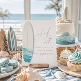 Invitación Chico de acuarela de playa de surf de verano