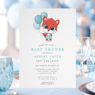 Invitación Chico de Acuarela de Zorro Baby Shower