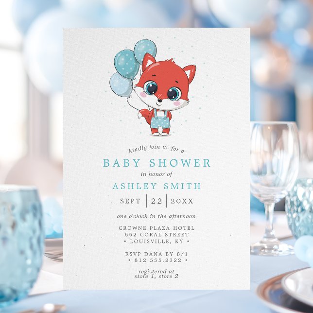 Invitación Chico de Acuarela de Zorro Baby Shower (Subido por el creador)