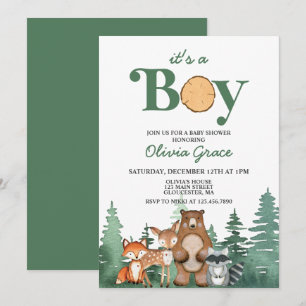 Invitación Chico de animales del bosque Baby Shower