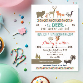 Invitación Chico de animales del bosque Baby Shower
