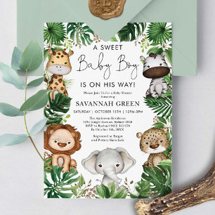 Invitación Chico de animales salvajes de la jungla tropical B