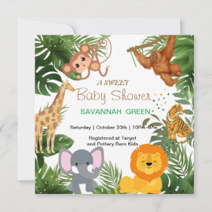 Invitación Chico de animales salvajes de la jungla tropical B