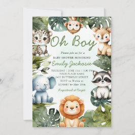 Invitación Chico de animales salvajes de la jungla tropical B